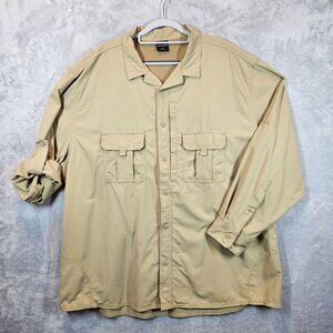 Propper Mens 2XL Khaki Tactical Button-Up Shirt Pockets Vented gorpcore outdoor